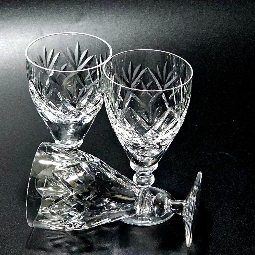 3 Webb Corbett Georgian Cordial Cocktail Glasses 4" England cut crystal 1960s - Picture 7 of 7